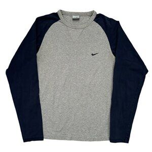 NIKE Gray Blue Long Sleeve SwoOne Size h Logo T Shirt in Small